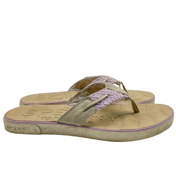 Sperry Topsider Leather Oar Creek Woven Flip Flip Sandal - Picture 6 of 12